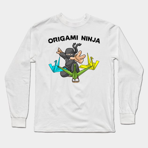 Japan Polygon Art Origami Ninja Long Sleeve T-Shirt by bigD